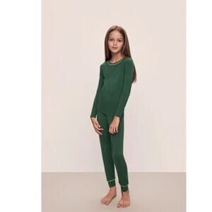 Eberjey Kids TENCEL Modal Unisex Long PJ Set Forest Green Size 8 NWT NEW $72